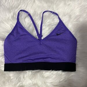 Nike sports bra purple elite black no padding strap thin thick band athletic